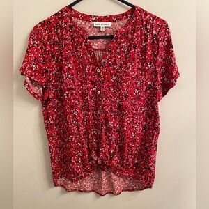 Tie front blouse in classic red, white, and blue. Sara Michelle PM